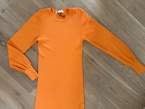 Womens orange ribbed long tube dress by Zara, size M (fits 10) good condition - Picture 1 of 6