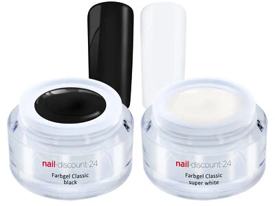 BLACK & WHITE 2x Color Farb UV Gel SET LED GEL French Nagel Lack Nail Art weiss - Bild 1 von 4