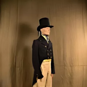 New Black Wool Regency Tailcoat, 19th Century Theater Costume,Steampunk Tailcoat - Picture 1 of 5