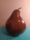 Large Wood Pear Home Decor Wooden Fruit 13" Tall Painted brown Pear Farmhouse EC