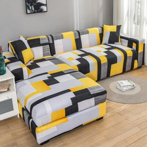 Geometric Elastic Sofa Cover Living Room Sectional Slipcover Stretch Couch Cover - Picture 1 of 46