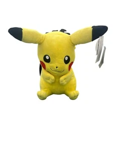 Pokemon Pikachu Plush Backpack - Cute Pikachu Stuffed Zipper Back Pocket - Picture 1 of 5