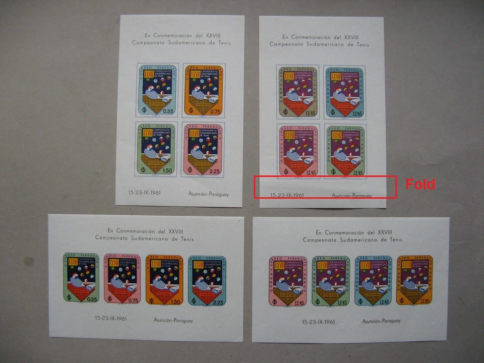 PARAGUAY, 4x S/S MNH imperf 1961, South American championship Tennis - Image 1 of 1