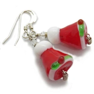 Pendientes de sombrero de Navidad con cuentas de vidrio de plata esterlina de SoniaMcD - Imagen 1 de 17