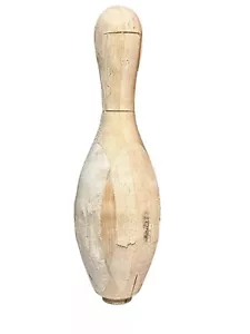 Wooden Bowling Pin Striped Off Plastic Coating Arts Crafts Decor 15" Tall USA - Picture 1 of 8