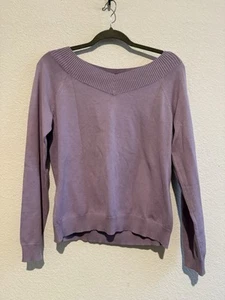 Maglione donna Ann Taylor seta/cotone lavanda scollo a scoop manica lunga grande - Foto 1 di 9