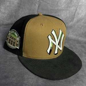 New York Yankees New Era 59Fifty Hat Fitted 7 7/8 Brown Black Corduroy Patch NEW - Picture 1 of 8