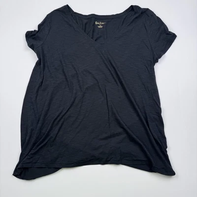 Camisa Lilly Pulitzer Para Mujer XL Negra Tejida Slub Cuello en V Manga Corta Informal Foto 1 de 4