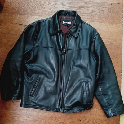 Schott NY S-Holt Heavy Leather Jacket USA made Casual Autumn Winter warm black  - Image 1 of 4