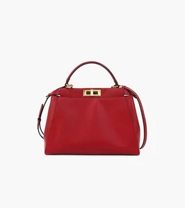 Fendi Medium Red Leather Peekaboo Shoulder Bag 31764 146374856 - Picture 1 of 10