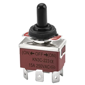 Metal Toggle Switch DPDT Momentary 3 Position (On)/Off/(On) 250VAC 15A 6 Tab Ter - Picture 1 of 12