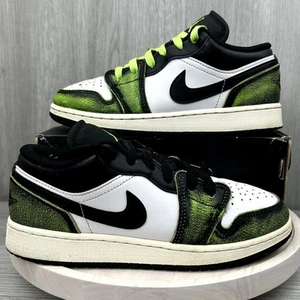 Nike Air Jordan 1 Low Electric Green Black Wear Away GS Sneakers 4Y DO8244-003 - Picture 1 of 10