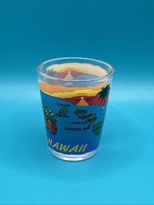 SHOT Booze Liquor GLASS ~ Islands HAWAII ~*~ Palm Trees, Rainbows, Ocean Fun - Picture 1 of 4