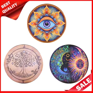 Shamanic Drum,Instrumental Sun &Moon Pattern Sound Healer Shamanic Buffalo Drum - Picture 1 of 16