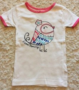 NEW Koala Kids White Pink Bird I Love Mommy Short Sleeve Snug Pajama Shirt 3T - Picture 1 of 7