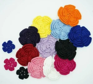 3 Cm 6 Cm Size Colour full Beautifully Cotton Thread Hand Made Crochet Flower - Picture 1 of 46