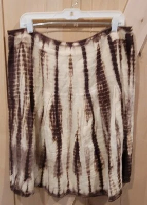 Michael Kors Size 16 Brown Tie Dye Linen Skirt Pleated - Image 1 of 3