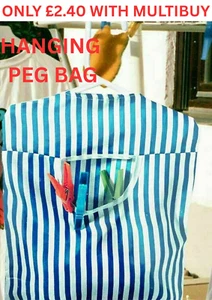 Fabric Clothes Peg Bag with Hanger Laundry Washing Hanging Storage Basket - Picture 1 of 5