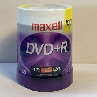 Maxell DVD+R 100 Pack 4.7 GB up to 16X 120 Minutes Single Sided SP Mode - Image 1 of 4