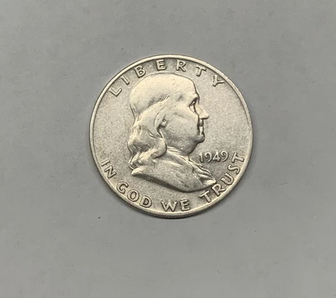 1949-D United States Ben Franklin 90% silver half dollar - Free Shipping Cover