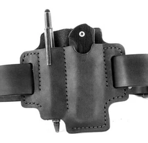 Men waist Bag belt tool pack Torch Folding knife sheath Cow Leather black H97-2 - Picture 1 of 2