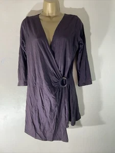 BNWT Womens E-vie Uk 14-16 Brown 3/4 Sleeve Faux Wrap Stretch Casual Blouse Top - Picture 1 of 4