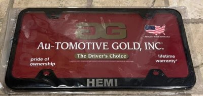 HEMI License Plate Frame Stainless Steel Black- Au-Tomotive Gold - Image 1 of 3