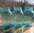 OVER 100yrs old Set of 3 1910-1923 all 5H Blue Ball Mason Jars no lids included