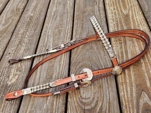UNIQUE SILVER Western Browband Show Headstall Bridle - Lightly Used - WOW!! - Picture 1 of 14