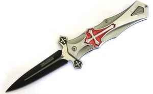Cuchillo Plegable TAC FORCE Estilo Daga Asistencia de Acción con Diseño de Cruz ROJO - Imagen 1 de 5