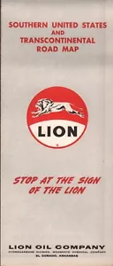 Lion Oil Company 1962 hoja de ruta: sur de Estados Unidos y transcontinental nuevo de lote antiguo - Imagen 1 de 1