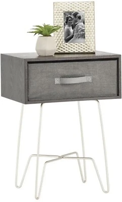 M Design Side Table, Nightstand with Drawer Black Coffee/charcoal - Image 1 of 2