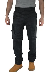 Mens Heavy Duty Cargo Combat Safety Work Utility Trousers - with Button & Zip  - Picture 1 of 8