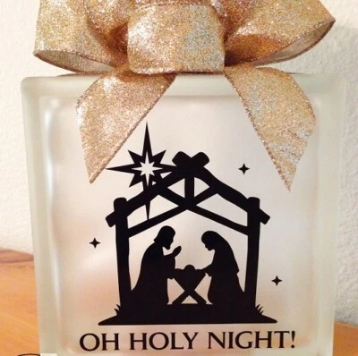 HOLIDAYDECALS4U Oh Holy Night Christmas decal sticker for DIY 8" glass block tile