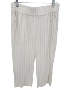 Aventura Pants Womens Large Tan White Stripe Hemp Blend Pull On Wide Leg - Picture 1 of 11