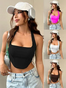 New 2025 women's sexy and fashionable hanging neck irregular hem vest - Picture 1 of 28