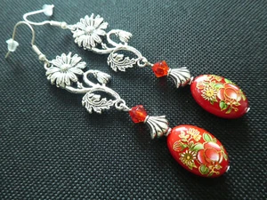 Vintage Look Long Drop Japanese Tensha Earrings + Free Secret Pair - Picture 1 of 8