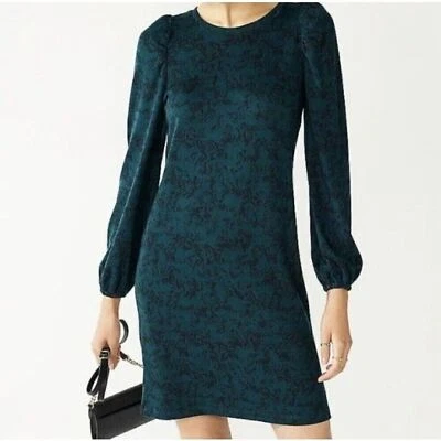 NINE WEST XXL DARK GREEN Black Snake Long Puff Balloon Sleeve Dress - Image 1 of 4