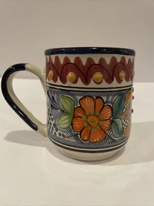 Taza de café de cerámica mexicana Talavera taza de té flores pintadas a mano - Imagen 1 de 12