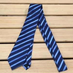 Men's Tie NEW Diagonal Stripe Dark Light Blue - Picture 1 of 9