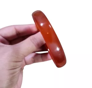 Vintage Red Carnelian Agate Bangle Bracelet 6" - Picture 1 of 2