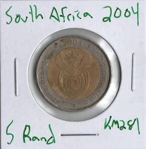 Coin South Africa 5 Rand 2004 KM281, bimetallic - Picture 1 of 2