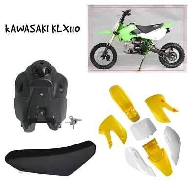 Plastics Fairing Kit Tall Seat Fuel Tank For Kawasaki KLX 110 KX65 140/150/160CC - Image 1 of 4