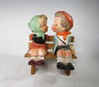 Vintage Napco Boy & Girl Kissing Salt Pepper Shakers on Bench A4557 Figurine