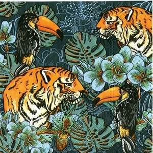 SERVIETTES EN PAPIER ANIMAUX AFRIQUE TIGRE. PAPER NAPKINS AFRICAN ANIMALS TIGER - Imagen 1 de 1