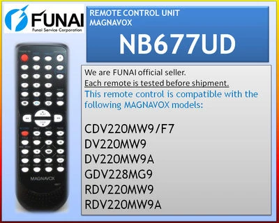 NEW MAGNAVOX REMOTE NB677UD CDV220MW9/F7 DV220MW9 A GDV228MG9 DV220MW9 B - Image 1 of 2