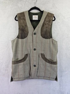 Bonart Tweed Shooting Vest Mens Green Country Sporting Gilet Waistcoat Size 40 - Picture 1 of 13
