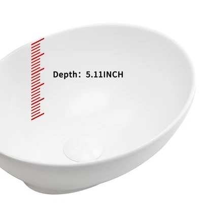 Fregadero de cerámica blanca 16x13 pulgadas ovalado lavabo de baño encimera fregadero de porcelana Foto 1 de 4