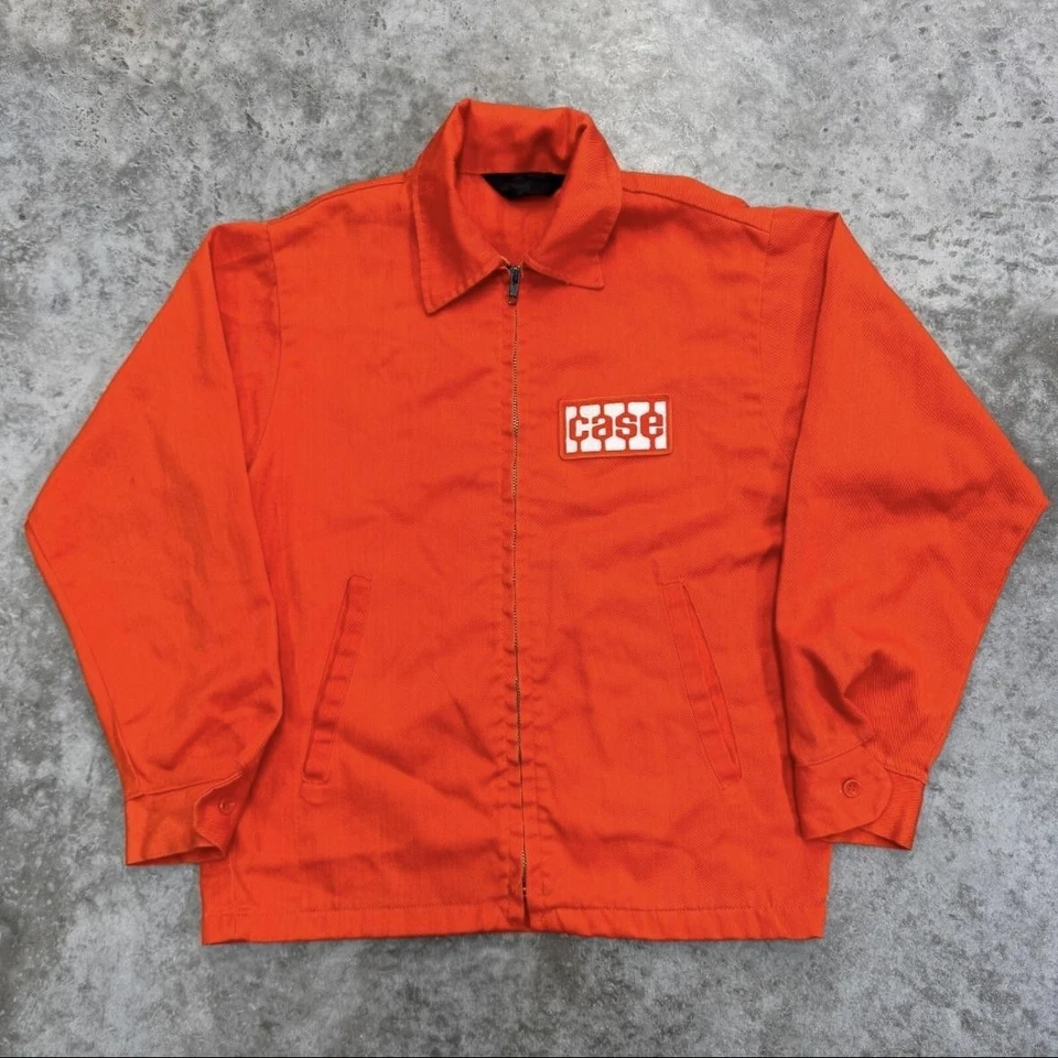 Chaqueta de Trabajo Estuche Vintage Para Hombres Naranja Cremallera Frontal Tareas Abrigo Parche Años 70 80 Foto 1 de 4