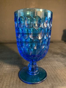FENTON Daumenabdruck kolonialblau Vintage 14 Unzen Wasser Eistee Kelche 6,5" hoch - Bild 1 von 5